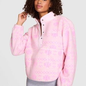 Pink Plush Teddy front snap pullover
